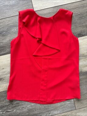 Eva Longoria for The Limited Sleeveless Red Ruffle Front Top